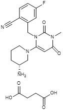 Succinato 1029877-94-8 di Trelagliptin bianco a quasi polvere cristallina bianca C22H26FN5O6