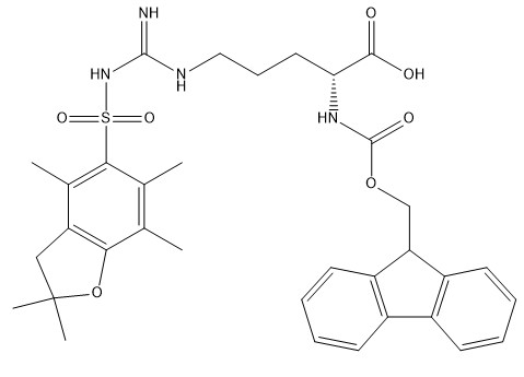 Derivati CAS 187618-60-6 Fmoc-D-Arg (Pbf) - OH C34H40N4O7S dell'aminoacido di 98% bianco a polvere quasi bianca